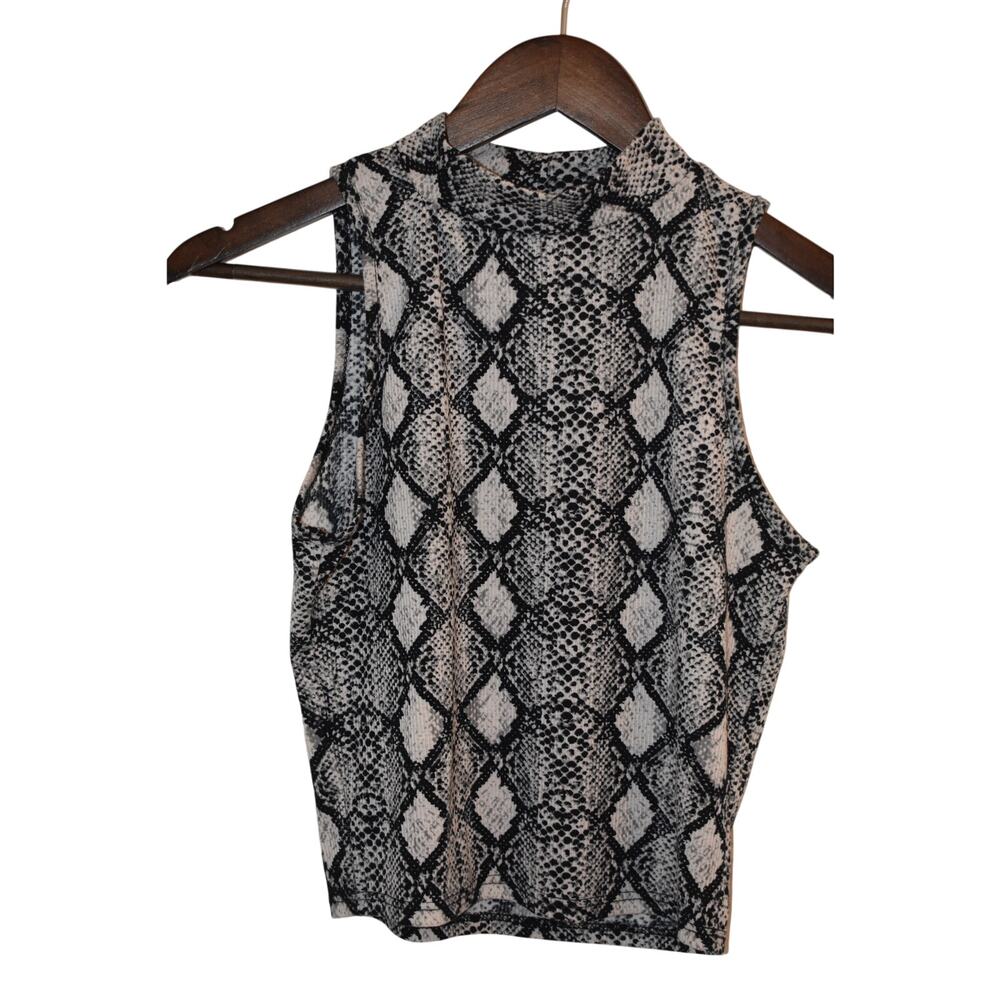 Caution to the Wind Snakeprint High Neckline Crop Tank SizeS